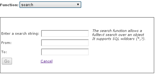Helptext and parameters for search function